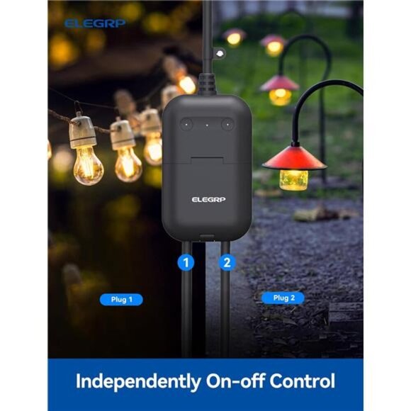 Outdoor Smart Plug Waterproof IP66, WiFi Plug with 2 Individually Sockets - Picture 6 of 7